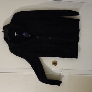 Land's End Black W White Specks Knitted Cardigan